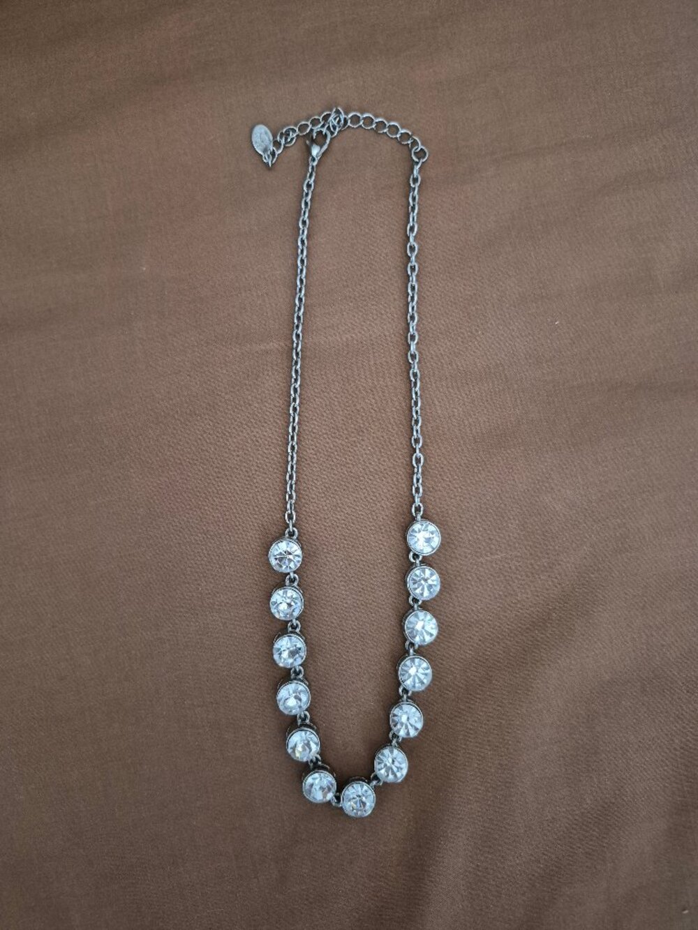 Vintage Cookie Lee 16" Silver Tone Clear White Multi Rhinestone Bling Necklace